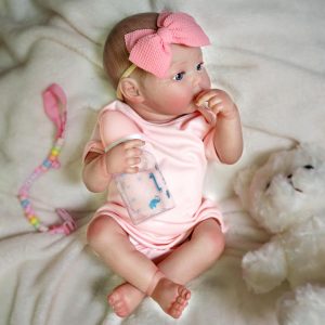 Brastoy Bebê Reborn Boneca Menina Corpo de Silicone Pintado Realistic Original (48cm Menina Rosa)