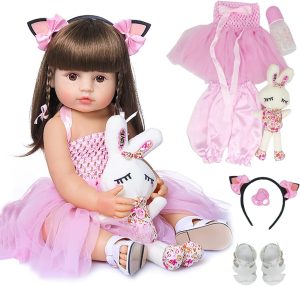 Bebê Reborn Boneca Silicone Menina Olhos Castanhos Original 55cm