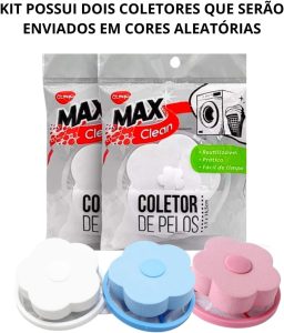 Filtro Coletor Removedor de Pelos Fiapos Flutuante Papa Bolinhas Lavadora Máquina de Lavar Lavanderia (Kit 2 unidades) Cores Variadas