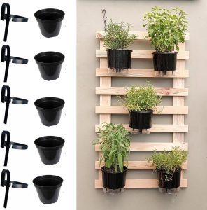 Kit 05 Suportes De Vaso em ferro com vasos para Flores jardim Vertical pallet treliça