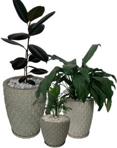 Kit 3 Vasos Acabamento Diamante com alturas de 20 cm 30 cm e 42 cm (Cimento)