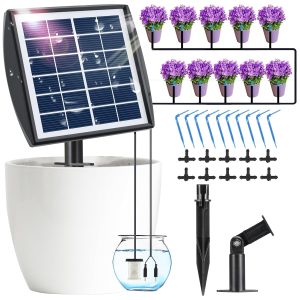Kit de Sistema de Irrigação Por Gotejamento Solar Automático, Sistema de Jardinagem com Irrigação Automática Solar para 10 Plantas Em Vasos com Dispositivo Anti-Sifonagem E 6 Modos de Tempori