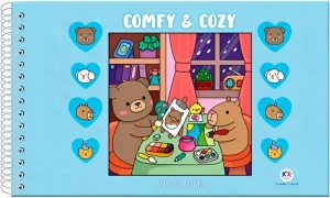 Livrinho de Colorir Comfy & Cozy, Capa Dura, 50 Folhas, 22x16cm, Encadernação Espiral