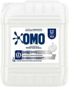 OMO Lavanderia Profissional Perfect White, Sabão Líquido Concentrado, 7L, Restaurador.