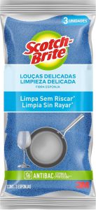 Scotch-Brite, 3M, Esponja Não Risca - Azul, 1 pacote com 3 unidades