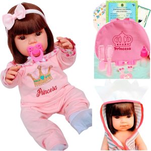 Tipo Boneca Bebê Baby Real Reborn Realista Bolsa + 28 Itens