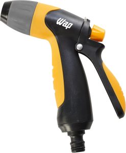 WAP Esguicho para Irrigação Regulável com Sistema de regulagem de Jato e Trava para fluxo Contí­nuo para Mangueira 1/2" GEIR01, Amarelo, preto e cinza