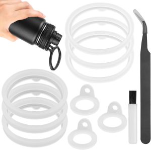 11 peças de substituição de vedação de garrafa de água de silicone compatível com garrafa de água Thermoflask de 680 g, 947 g, 1,134 g e 1,814 g + escova de limpeza + pinças, anéis de vedação de tampa