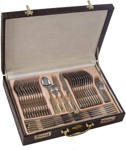 Faqueiro Inox Luxo 84 Peças Dourado com Maleta