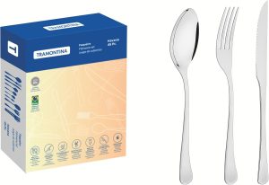 Faqueiro Tramontina Havana em Aço Inox com Facas para Churrasco Acabamento em Brilho 45 Peças