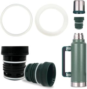 2 anéis de substituição Stanley Thermo Stopper / juntas de borracha – Vedação de silicone livre de BPA para garrafa clássica de boca larga isolada a vácuo (1,1 QT, 2QT, 750 ml, 1,9 QT)