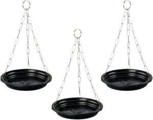 3 Kit Suspenso Suporte Para Pendurar Vaso E Planta Grande Na Parede - Prato 23cm + Corrente 64cm