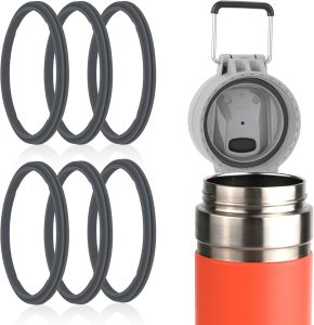 6 peças de junta de tampa de garrafa de água, vedação de silicone para garrafa de água, anel de vedação, anel de substituição para garrafa térmica compatível com Stanley Quick Flip GO, copo de vidro