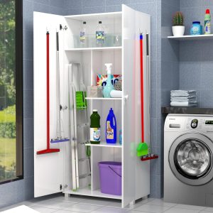 Armario Multiuso 2 Portas Branco 100% mdf Para Lavanderia E Despensa