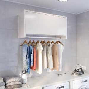 Armário Suspenso Delta Lavanderia com Cabideiro e Porta (Off White)