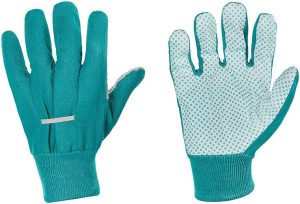 Atlas - Luvas de Proteção 100% Algodão, Palma com Pontos de Plástico PVC Antiderrapante e Punho Elástico, Cor Azul Turquesa