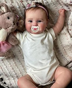 BAOERYAA Bebê Reborn Menina,bebê Reborn De Silicone Sólido Realista - Vinil Macio Feito à Mão Com órgãos Genitais Recém-nascido Boneca Bebe Reborn De 50cm Pode Tomar Banho,Olhos castanhos