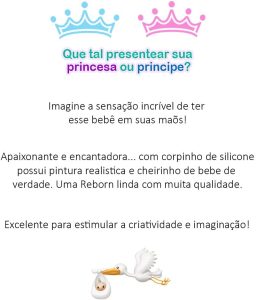 Bebê Reborn Boneca Princesa Grande com Vários Acessórios