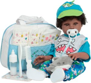 Bebê Reborn Menino Boneco Negro Enxoval Tubarãozinho Fofo