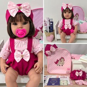 Boneca Bebê Reborn 100% Silicone Menina Realista com Acessórios e Bolsa Maternidade