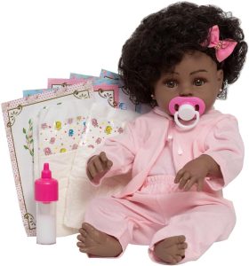Boneca Reborn Bebê Realista Negra Pijama Roupão 13 Itens
