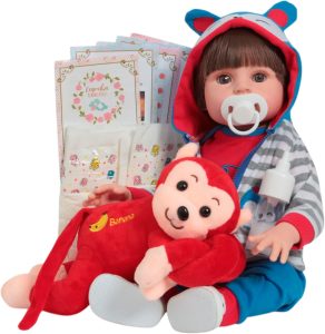 Boneco Bebê Reborn Menino Realista 46cm Conjunto Macaquinho