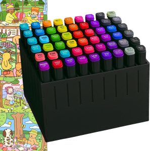 Box Organizador 48 Canetas Touch Marcador Suporte Preto