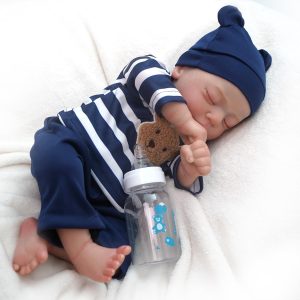 Brastoy Bebê Reborn Boneca Menino Silicone Olhos Castanho 48cm (Urso Menino 48cm)