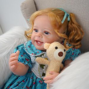 Brastoy Bebê Reborn Boneca Silicone Realista Pintado Menina Olhos Azuis Original 55cm