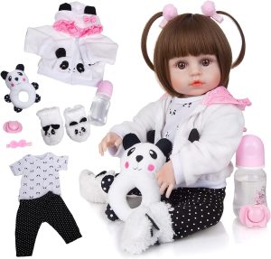 Brastoy Bebê Reborn Boneca de Silicone Menina Original Panda 55cm (Menina)