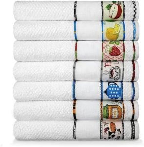 CASA DA TOALHA Kit com 10 Panos de Prato Gourmet Toalha de Pia Premium Pano de Copa Felpudo Toalha de Cozinha 100% Algodão Azul Branco Preto