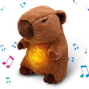 Capivara de Pelúcia Musical, Luminosa, Brinquedo Decorativo Antiestresse que Respira