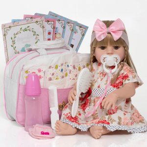Cegonha Reborn Dolls Boneca Bebê Reborn 100% Silicone Real Loira Enxoval Completo Bege