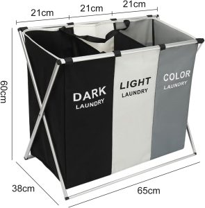 Cesto Organizador De Roupas Sujas Com 3 Divisórias Dobrável