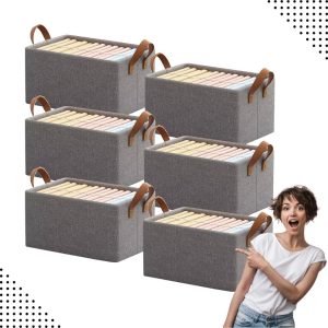 Cesto Organizador Dobrável 25L com Alça – Caixa Multiuso para Guarda-Roupa, Gavetas, Armários, Lavanderia e Armazenamento de Brinquedos em Plástico Durável. (4)