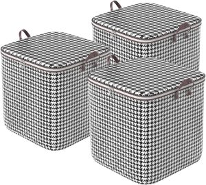 Conjunto Premium 3 Sacos Armazenadores - Sistema Modular para Lavanderia e Quartos, Padrão Xadrez Antiumidade, 3x140L