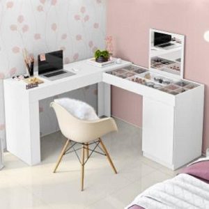 Escrivaninha com Penteadeira De Canto Star Branca