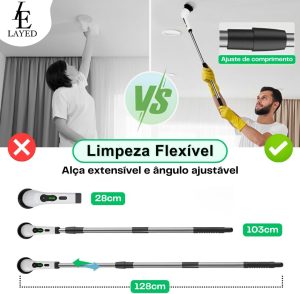 Esfregão de Limpeza Elétrico 9 em 1 - Escova C/Cabo Extensível, 9 Cabeças, 2 Velocidades, Sem Fio, Portátil, Ideal para Banheiro, Cozinha e Mais - Praticidade na Faxina! Marca Layed®