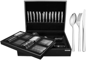 Faqueiro Aço Inox com Estojo de Madeira com 101 Peças, Prata, Tramontina