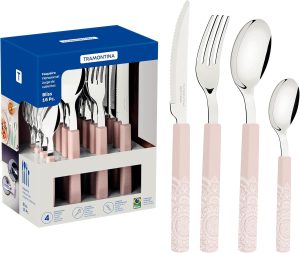 Faqueiro Tramontina Bliss com Lâminas em Aço Inox e Cabos de Polipropileno Linho 16 Peças