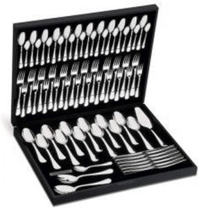 Faqueiro Tramontina Italy em Aço Inox com Facas de Mesa 6mm Acabamento Alto Brilho e Estojo de Madeira 76 Peças