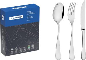 Faqueiro Tramontina Mônaco em Aço Inox com Facas para Churrasco Forjada 6mm Acabamento Alto Brilho 72 Peças