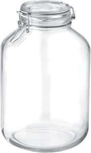 Frasco Bormioli Rocco Fido Mason com clipe de arame e anel de vedação, preservação hermética para armazenamento, enlatamento e inserção, transparente