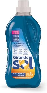 Girando Sol Lava Roupas Líquido Ação Total 1L Sabão Líquido Lava Roupa Perfumado Azul Ação Total Contra Sujeira Pesada Roupas Brancas E Coloridas