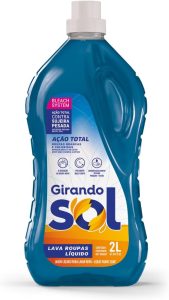 Girando Sol Lava Roupas Líquido Ação Total 2L Sabão Líquido Lava Roupa Perfumado Azul Ação Total Contra Sujeira Pesada Roupas Brancas E Coloridas