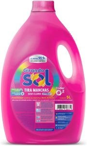 Girando Sol Tira Manchas Líquido Sem Cloro 5L Sabão Líquido Tira Manchas Rosa Poderoso Contra As Manchas Mais Difíceis Branco Mais Branco Colorido Mais Vivo