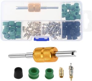 Gohantee Kit de anel de ar condicionado, junta de mangueira HVAC, kit de descarga de serviço de núcleo de válvula, vedação de vedação de compressor de sistema A/C para reparo, encanamento, conexões de