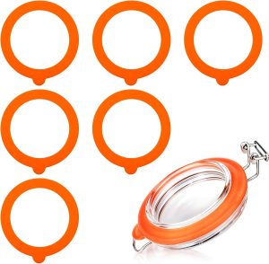 JIYIN 6 anéis de vedação de borracha de 4,5 polegadas para frascos de vidro, vedação hermética de silicone à prova de vazamento para jarra de conserva de boca regular, vedações de substituição