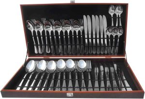 Jogo de Faqueiro Completo Inox Premium com Maleta de Madeira