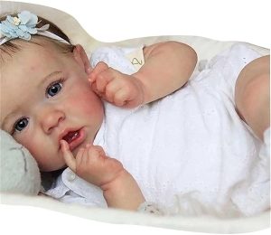 KEGUOF Boneca Reborn Realista Menina,bonecas Renascidas Realistas,olhos Cinzas Bebê De 3 A 6 Meses Comprimento Realista Vinil Corpo Inteiro Silicone/banho Bebe Boneca Reborn Original,Bebezinha